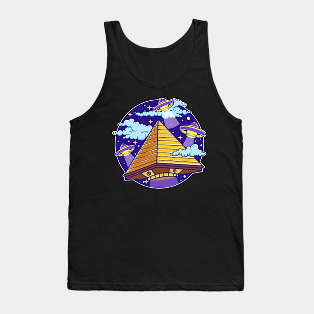 Ufo Aliens Egyptian Pyramid Egypt Sci Fi Tank Top by E